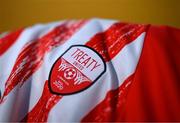 25 January 2023; A detailed view of the Treaty United jersey during a Treaty United squad portrait session at the University of Limerick in Limerick. Photo by Stephen McCarthy/Sportsfile