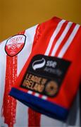 25 January 2023; A detailed view of the Treaty United jersey during a Treaty United squad portrait session at the University of Limerick in Limerick. Photo by Stephen McCarthy/Sportsfile