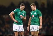4 February 2023; Ross Byrne, left, and Garry Ringrose of Ireland during the Guinness Six Nations Rugby Championship match between Wales and Ireland at Principality Stadium in Cardiff, Wales. Photo by David Fitzgerald/Sportsfile