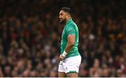 4 February 2023; Bundee Aki of Ireland during the Guinness Six Nations Rugby Championship match between Wales and Ireland at Principality Stadium in Cardiff, Wales. Photo by David Fitzgerald/Sportsfile