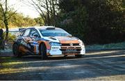 5 February 2023; Declan Boyle and Patrick Walsh in their VW Polo GTI R5 during the Corrib Oil Galway International Rally in Loughrea Co. Galway. Photo by Philip Fitzpatrick/Sportsfile