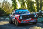 5 February 2023; Mark Alcorn and John O'Donnell in their Ford Escort Mk2 during the Corrib Oil Galway International Rally in Loughrea Co. Galway. Photo by Philip Fitzpatrick/Sportsfile