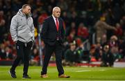 4 February 2023; Wales head coach Warren Gatland, right, and forwards coach Jonathan Humphreys before the Guinness Six Nations Rugby Championship match between Wales and Ireland at Principality Stadium in Cardiff, Wales. Photo by Brendan Moran/Sportsfile
