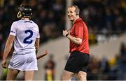 4 February 2023; Referee Johnny Murphy shares a joke with Donnchadh Hartnett of Laois during the Allianz Hurling League Division 1 Group B match between Tipperary and Laois at FBD Semple Stadium in Thurles, Tipperary. Photo by Sam Barnes/Sportsfile
