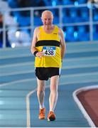 5 February 2023; Seamus Connolly of Tinryland AC, Carlow, competing in the Men's M70 3000m Walk during the 123.ie National Masters Indoor Championships at the TUS International arena in Athlone, Westmeath. Photo by Ben McShane/Sportsfile