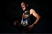 5 February 2023; Michael O'connor of Farranfore Maine Valley AC, Kerry, competing in the Men's M70 3000m Walk during the 123.ie National Masters Indoor Championships at the TUS International arena in Athlone, Westmeath. Photo by Ben McShane/Sportsfile