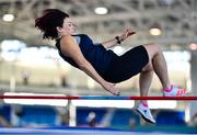 5 February 2023; Marie Widger of St. Senans AC, Kilkenny, competing in the Women's F45 High Jump during the 123.ie National Masters Indoor Championships at the TUS International arena in Athlone, Westmeath. Photo by Ben McShane/Sportsfile