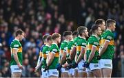 5 February 2023; Kerry players stand for the playing of Amhrán na bhFiann before the Allianz Football League Division 1 match between Kerry and Monaghan at Fitzgerald Stadium in Killarney, Kerry. Photo by Eóin Noonan/Sportsfile