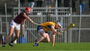 5 February 2023; Diarmuid Ryan of Clare is tackled by Shane Clavin of Westmeath during the Allianz Hurling League Division 1 Group A match between Clare and Westmeath at Cusack Park in Ennis, Clare. Photo by Ray McManus/Sportsfile
