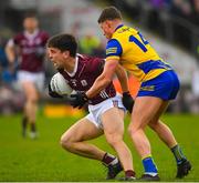 5 February 2023; Sean Kelly of Galway in action against Conor Cox of Roscommon during the Allianz Football League Division 1 match between Galway and Roscommon at Pearse Stadium in Galway. Photo by Ray Ryan/Sportsfile