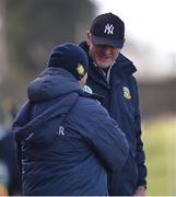 5 February 2023; Clare manager Colm Collins and Meath manager Colm O'Rourke shake hands before the Allianz Football League Division 2 match between Meath and Clare at Páirc Tailteann in Navan, Meath. Photo by Daire Brennan/Sportsfile
