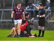 5 February 2023; Sean Kelly of Galway receives medical attention during the Allianz Football League Division 1 match between Galway and Roscommon at Pearse Stadium in Galway. Photo by Ray Ryan/Sportsfile