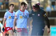 5 February 2023; Tyrone joint-manager Feargal Logan and Darragh Canavan of Tyrone at half-time of the Allianz Football League Division 1 match between Tyrone and Donegal at O'Neill's Healy Park in Omagh, Tyrone. Photo by Ramsey Cardy/Sportsfile