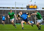 5 February 2023; Con O'Callaghan of Dublin in action against Brian Fanning, right  and Jim Liston of Limerick during the Allianz Football League Division 2 match between Limerick and Dublin at TUS Gaelic Grounds in Limerick. Photo by Sam Barnes/Sportsfile