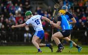 5 February 2023; Michael Kiely of Waterford is fouled by Daire Gray of Dublin during the Allianz Hurling League Division 1 Group B match between Waterford and Dublin at Fraher Field in Dungarvan, Waterford. Photo by Harry Murphy/Sportsfile