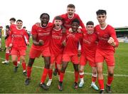 5 February 2023; The Cork Youth League team celebrate after their side's victory in the FAI Youth Inter-League Cup Final 2023 match between Galway District League and Cork Youth League at Eamonn Deacy Park in Galway. Photo by Tyler Miller/Sportsfile