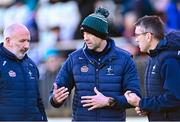 5 February 2023; Kildare selectors Dermot Earley, centre, and Johnny Doyle, right, with Kildare manager Glenn Ryan at half-time during the Allianz Football League Division 2 match between Kildare and Cork at St Conleth's Park in Newbridge, Kildare. Photo by Piaras Ó Mídheach/Sportsfile