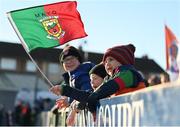 5 February 2023; A young Mayo supporter during the Allianz Football League Division 1 match between Armagh and Mayo at Box-It Athletic Grounds in Armagh. Photo by Brendan Moran/Sportsfile