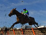 5 February 2023; Liberty Dance, with Davy Russell up, jumps the last during the Irish Stallion Farms EBF Paddy Mullins Mares Handicap Hurdle on day two of the Dublin Racing Festival at Leopardstown Racecourse in Dublin. Photo by Seb Daly/Sportsfile