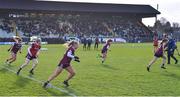 6 February 2023; Galway players warm-up before the 2023 Lidl Ladies National Football League Division 1 Round 3 between Galway and Meath at Páirc Tailteann in Navan, Meath. Photo by Piaras Ó Mídheach/Sportsfile