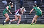 6 February 2023; Megan Glynn of Galway in action against Meath players Áine Sheridan, left, and Niamh Gallogly during the 2023 Lidl Ladies National Football League Division 1 Round 3 between Galway and Meath at Páirc Tailteann in Navan, Meath. Photo by Piaras Ó Mídheach/Sportsfile