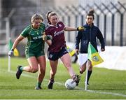 6 February 2023; Katie Newe of Meath in action against Ailbhe Dsvoren of Galway during the 2023 Lidl Ladies National Football League Division 1 Round 3 between Galway and Meath at Páirc Tailteann in Navan, Meath. Photo by Piaras Ó Mídheach/Sportsfile