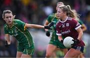 6 February 2023; Lynsey Noone of Galway in action against Mary Kate Lynch of Meath during the 2023 Lidl Ladies National Football League Division 1 Round 3 between Galway and Meath at Páirc Tailteann in Navan, Meath. Photo by Piaras Ó Mídheach/Sportsfile