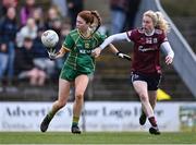 6 February 2023; Ciara Smyth of Meath in action against Louise Ward of Galway during the 2023 Lidl Ladies National Football League Division 1 Round 3 between Galway and Meath at Páirc Tailteann in Navan, Meath. Photo by Piaras Ó Mídheach/Sportsfile