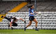 6 February 2023; Hannah Tyrrell of Dublin goes past the tackle of Cork goalkeeper Meabh O'Sullivan on her way to scoring her side's third goal during the 2023 Lidl Ladies National Football League Division 1 Round 3 match between Cork and Dublin at Pairc Ui Rinn in Cork. Photo by Eóin Noonan/Sportsfile