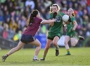 6 February 2023; Aoife Minogue of Meath in action against Eimilie Gavin of Galway during the 2023 Lidl Ladies National Football League Division 1 Round 3 between Galway and Meath at Páirc Tailteann in Navan, Meath. Photo by Piaras Ó Mídheach/Sportsfile