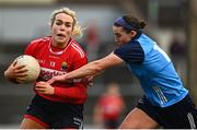 6 February 2023; Katie Quirke of Cork is tackled by Orlagh Nolan of Dublin during the 2023 Lidl Ladies National Football League Division 1 Round 3 match between Cork and Dublin at Pairc Ui Rinn in Cork. Photo by Eóin Noonan/Sportsfile