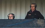 5 February 2023; The TG4 commentary team of analyst Jarlath Burns, left, and commentator Brian Tyers during the Allianz Football League Division 1 match between Armagh and Mayo at Box-It Athletic Grounds in Armagh. Photo by Brendan Moran/Sportsfile