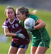 6 February 2023; Katie Newe of Meath in action against Aoife Molloy of Galway during the 2023 Lidl Ladies National Football League Division 1 Round 3 between Galway and Meath at Páirc Tailteann in Navan, Meath. Photo by Piaras Ó Mídheach/Sportsfile