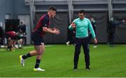 7 February 2023; Dan Sheehan and physiotherapist Stephen Mutch during an Ireland rugby squad training at IRFU High Performance Centre at the Sport Ireland Campus in Dublin. Photo by Colm Kelly Morris/Sportsfile