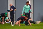 7 February 2023; Dan Sheehan and physiotherapist Stephen Mutch during an Ireland rugby squad training session in the IRFU High Performance Centre at the Sport Ireland Campus in Dublin. Photo by David Fitzgerald/Sportsfile