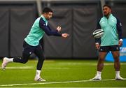 7 February 2023; Conor Murray, left, and Bundee Aki during an Ireland rugby squad training session in the IRFU High Performance Centre at the Sport Ireland Campus in Dublin. Photo by David Fitzgerald/Sportsfile