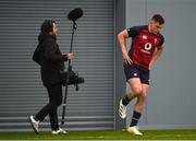 7 February 2023; Dan Sheehan and a Netflix soundman during an Ireland rugby squad training session in the IRFU High Performance Centre at the Sport Ireland Campus in Dublin. Photo by David Fitzgerald/Sportsfile