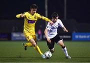 7 February 2023; Ryan O'Kane of Dundalk in action against Darragh Levingston of Wexford during the Pre-Season Friendly match between Dundalk and Wexford at Oriel Park in Dundalk, Louth. Photo by Ben McShane/Sportsfile