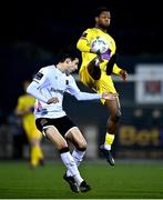 7 February 2023; Jordan Adeyemo of Wexford in action against Louis Annesley of Dundalk during the Pre-Season Friendly match between Dundalk and Wexford at Oriel Park in Dundalk, Louth. Photo by Ben McShane/Sportsfile