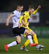 7 February 2023; James Crawford of Wexford in action against John Martin of Dundalk during the Pre-Season Friendly match between Dundalk and Wexford at Oriel Park in Dundalk, Louth. Photo by Ben McShane/Sportsfile