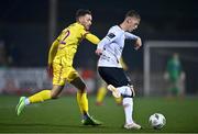 7 February 2023; Hayden Muller of Dundalk in action against Danny Furlong of Wexford during the Pre-Season Friendly match between Dundalk and Wexford at Oriel Park in Dundalk, Louth. Photo by Ben McShane/Sportsfile