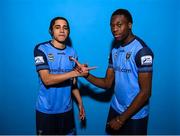 4 February 2023; Daniel Babb, left, and Divine Izekor pose for a portrait during a UCD squad portrait session at UCD Bowl in Dublin. Photo by Stephen McCarthy/Sportsfile