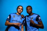 4 February 2023; Daniel Babb, left, and Divine Izekor pose for a portrait during a UCD squad portrait session at UCD Bowl in Dublin. Photo by Stephen McCarthy/Sportsfile