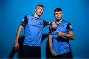 4 February 2023; Alex Nolan, left, and Adam Wells pose for a portrait during a UCD squad portrait session at UCD Bowl in Dublin. Photo by Stephen McCarthy/Sportsfile