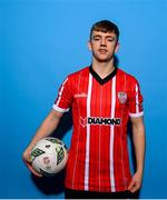 5 February 2023; Ciaron Harkin poses for a portrait during a Derry City squad portrait session at the Ryan McBride Brandywell Stadium in Derry. Photo by Stephen McCarthy/Sportsfile