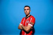 5 February 2023; Jordan McEneff poses for a portrait during a Derry City squad portrait session at the Ryan McBride Brandywell Stadium in Derry. Photo by Stephen McCarthy/Sportsfile