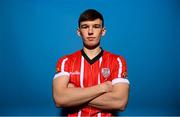 5 February 2023; Liam Mullan poses for a portrait during a Derry City squad portrait session at the Ryan McBride Brandywell Stadium in Derry. Photo by Stephen McCarthy/Sportsfile