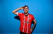 5 February 2023; Cian Kavanagh poses for a portrait during a Derry City squad portrait session at the Ryan McBride Brandywell Stadium in Derry. Photo by Stephen McCarthy/Sportsfile