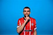 5 February 2023; Michael Duffy poses for a portrait during a Derry City squad portrait session at the Ryan McBride Brandywell Stadium in Derry. Photo by Stephen McCarthy/Sportsfile