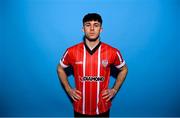 5 February 2023; Adam O'Reilly poses for a portrait during a Derry City squad portrait session at the Ryan McBride Brandywell Stadium in Derry. Photo by Stephen McCarthy/Sportsfile